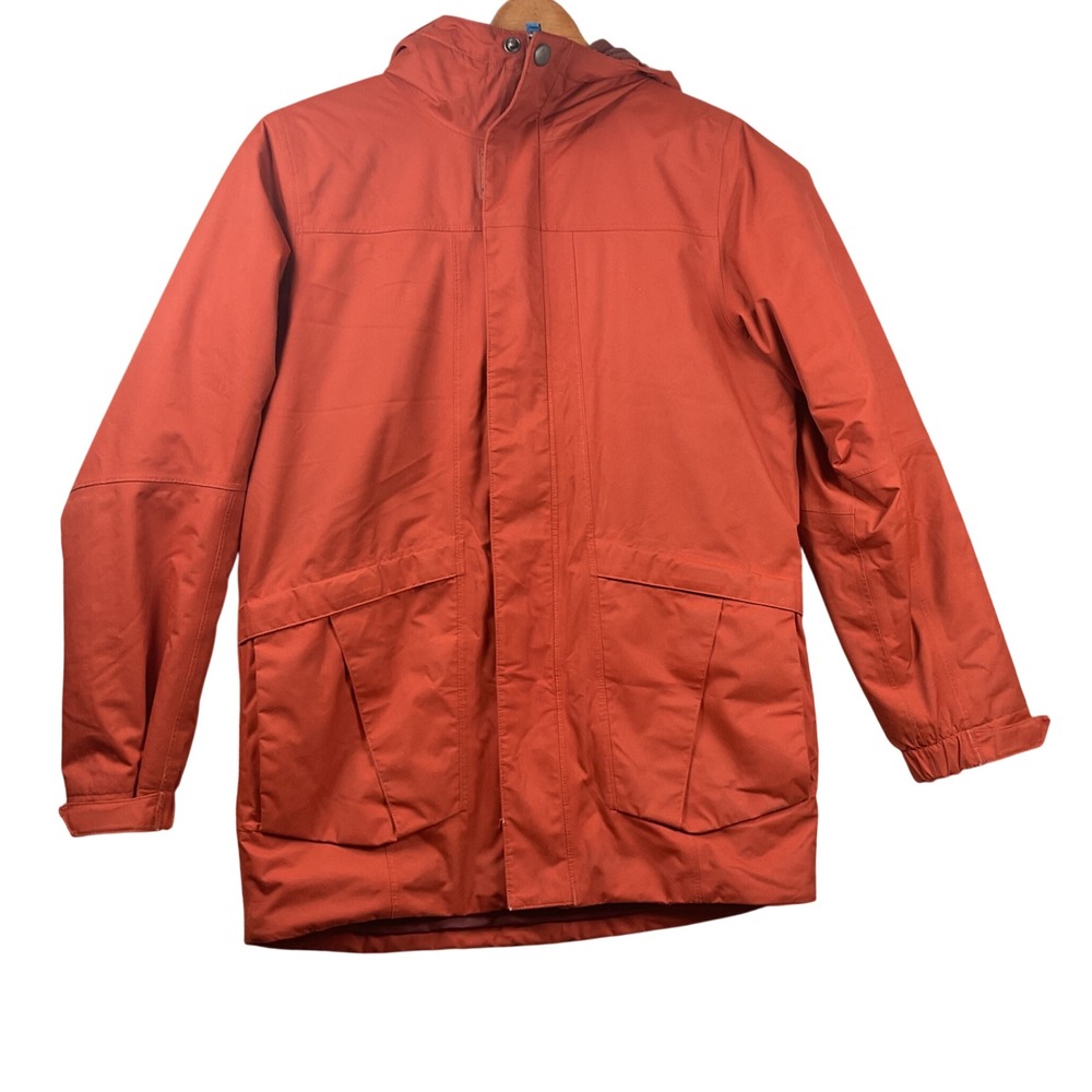 REI Co-op Insulated Parka Jacket Boys Medium 10-12 Burnt Orange Hooded Fleece